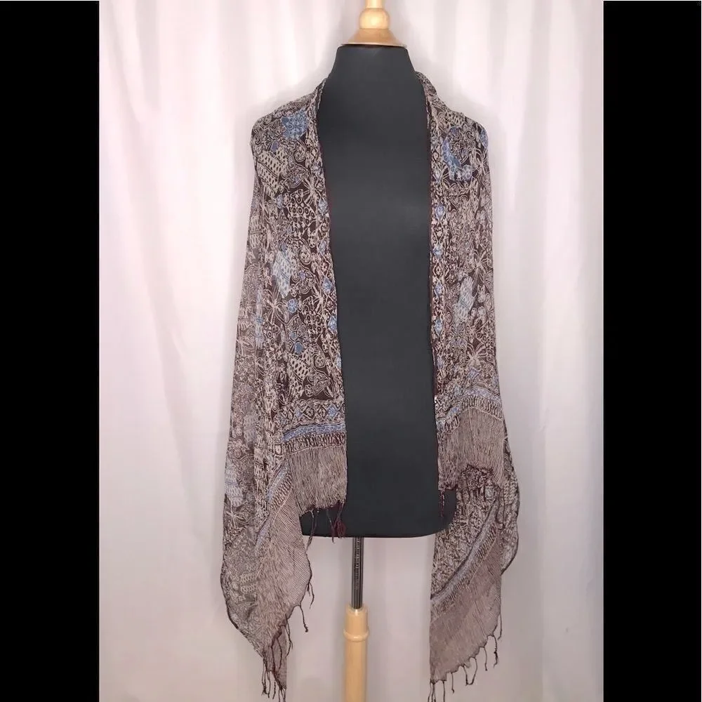 Sheer silk scarf fringe trim